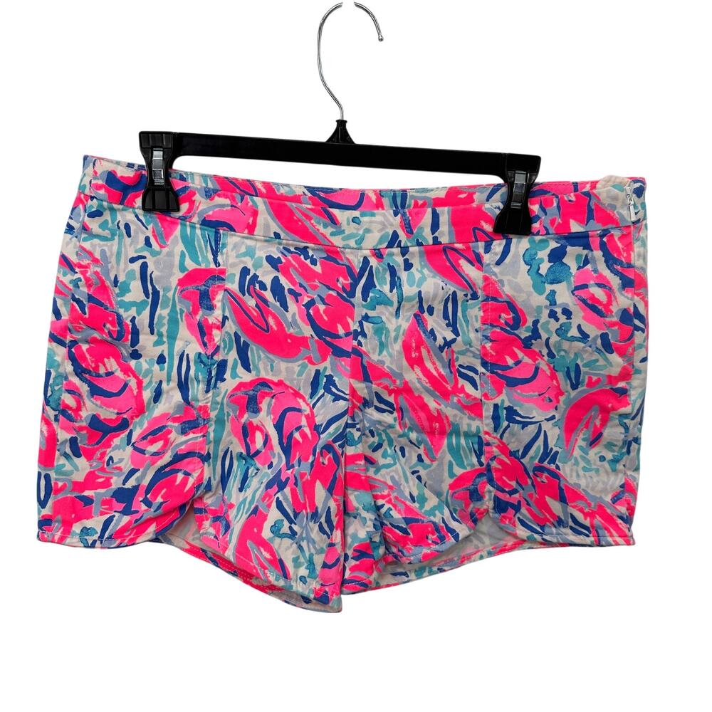 LILLY PULITZER Hazelle Stretch Pink & Blue Lobster Shorts // 6